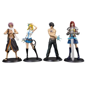 4 pçs/set Personagens de Anime Fairy Tail PVC Action Figure Toy Modelo