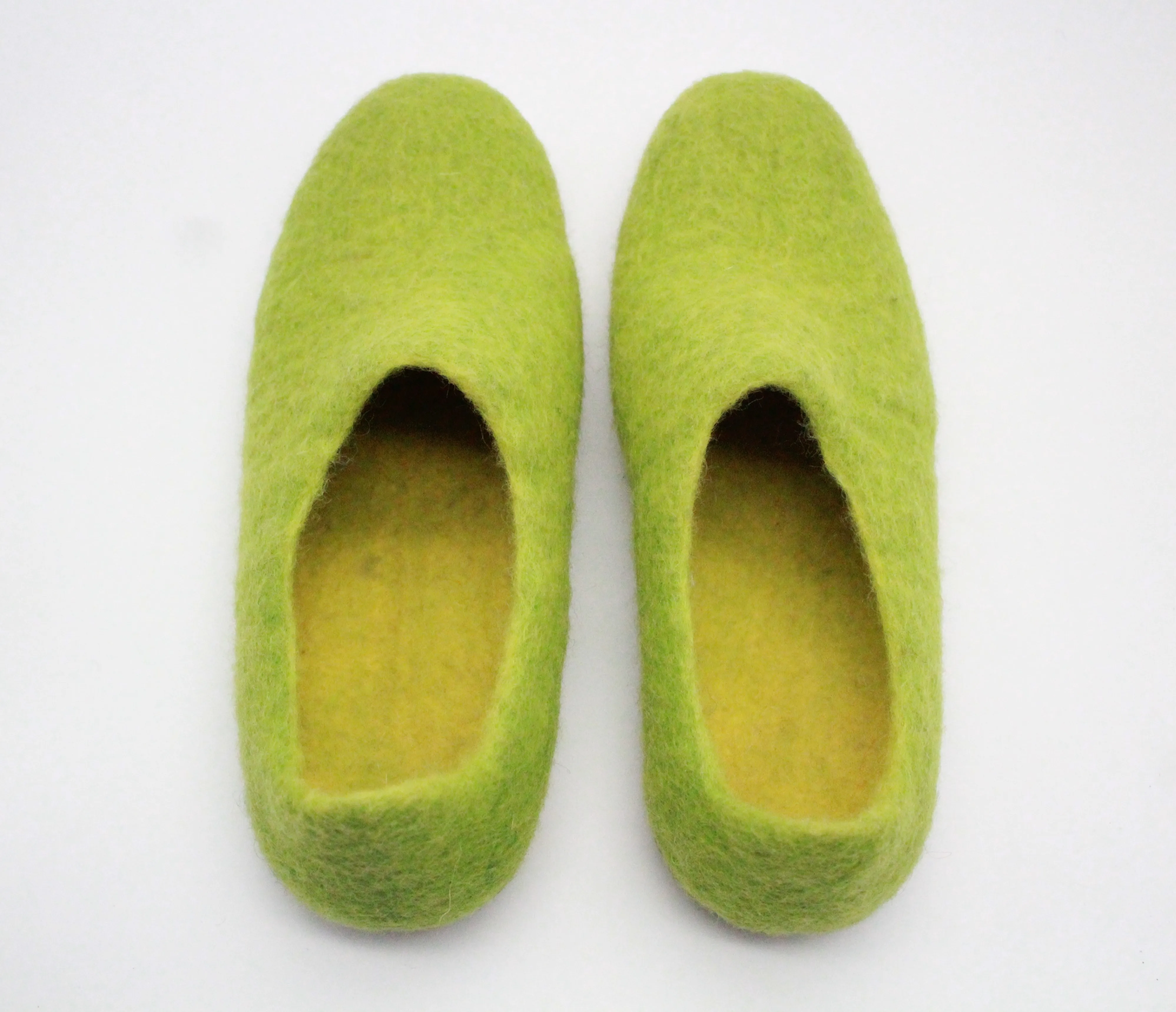 Handmade Green Color Unisex Felt Slipper Indoor Slipper Eco