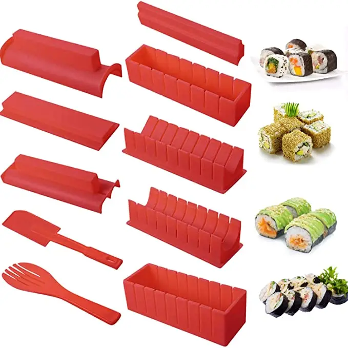 10PCS/Set Sushi Making Kit Heart Round Animal Shaped Sushi Mold