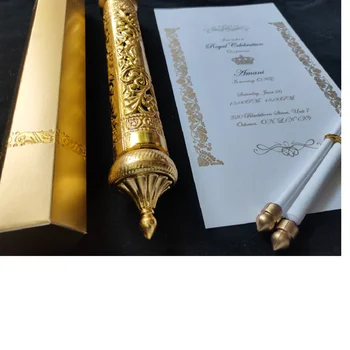 Custom Printed Royal Scroll Invitations Card Paper Custom Sizes Art & Collectible 4 Color,5 Color with Laser Engraved Boxes