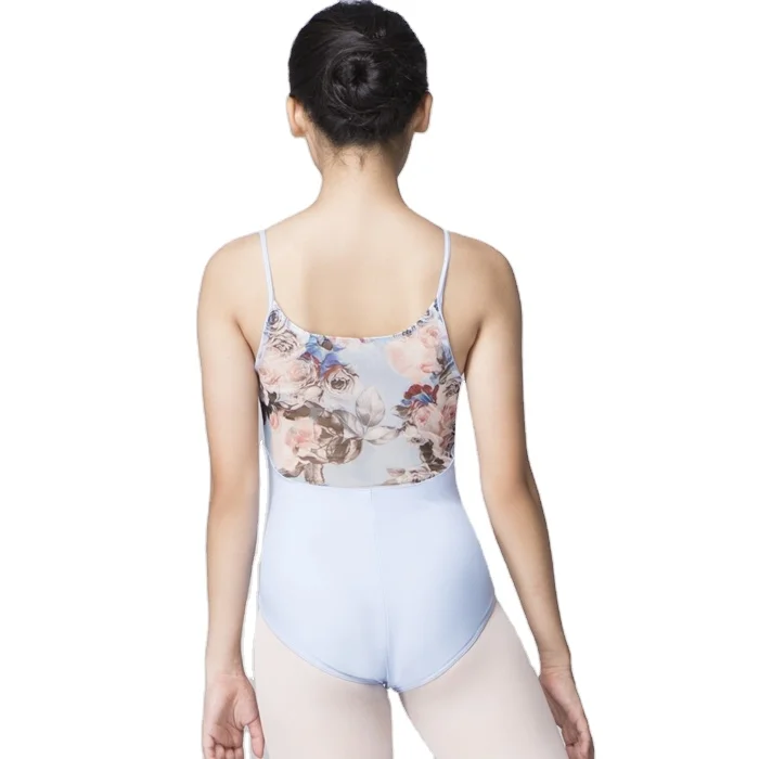 Dance wear wholesale floral print mesh camisole leotard