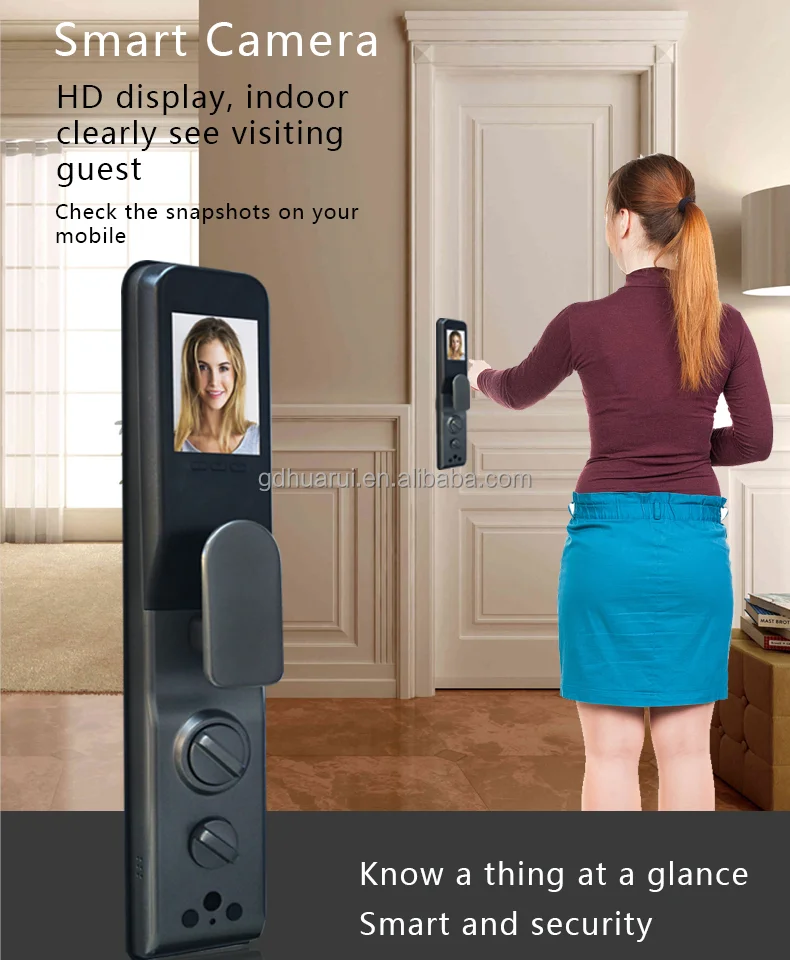 Smart Door Lock with Surveillance Camera Home Security Visible Smart Password Lock Fully Automatic Fingerprint Locks
