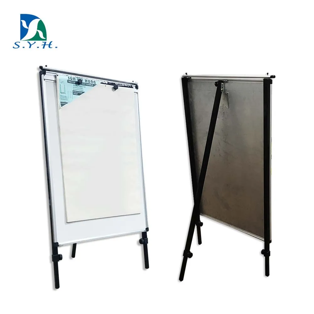 
 Fold black aluminum square tripod stand whiteboard flip chart  