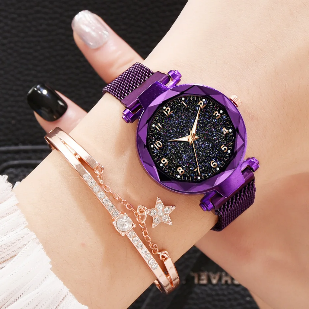 10 Relojes Mayoreo Iman Mujer Metal Magneto Brilla Noche