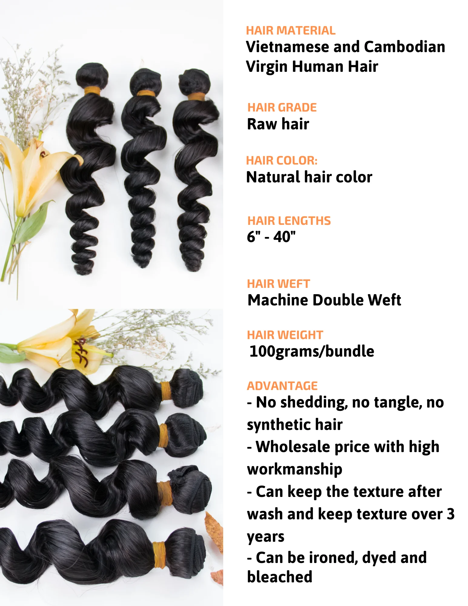 [hot sale] loose wave virgin hair vendors bundles, remy natural