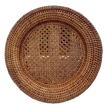 Natural Round Rattan Charger Plate Handmade Convenient and Suitable Kitchen