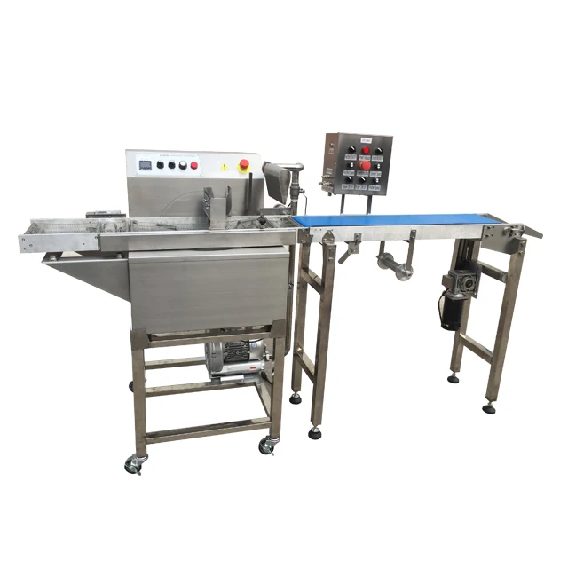 Профессиональная небольшая машина для нанесения покрытия шоколадом 8 кг с ленточным конвейером