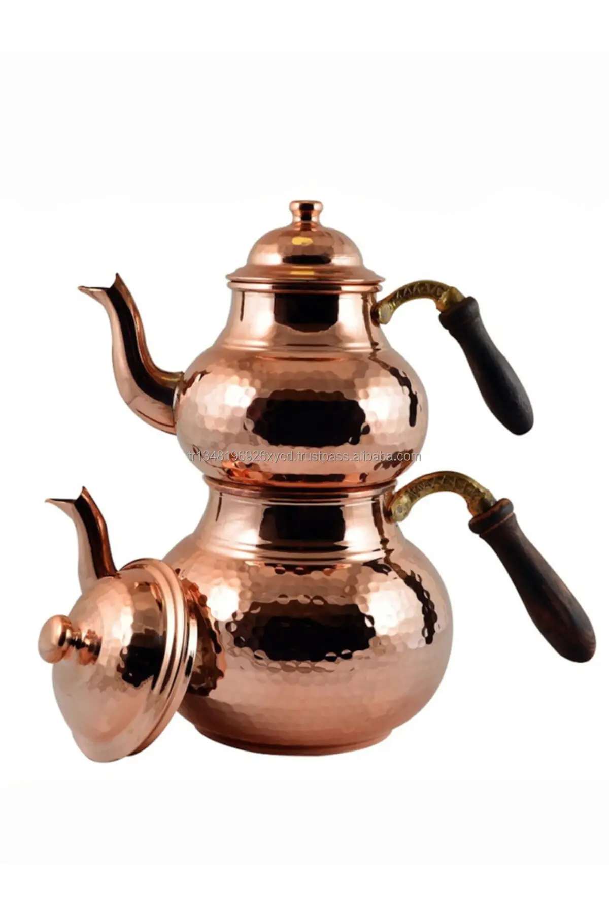 Handmade Turkish Double Boiler Tin Plated Copper Teapot