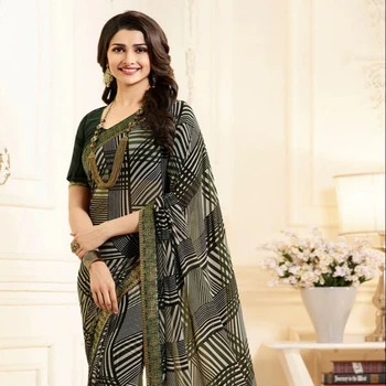 Georgette Banglori Silk Saree for Women wedding and occasional wear sari with matching blouse piece with low price