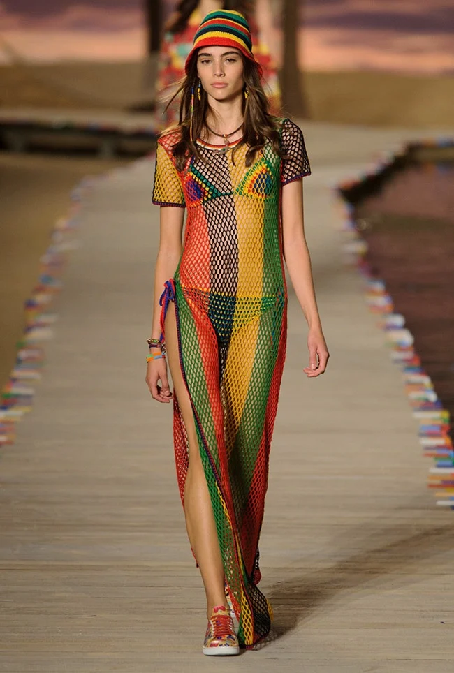 Ladies Maxi Cotton Mesh Fishnet Dress - Rasta Caribbean Style, Plus Size  Casual Wear for Women, Custom Designs Available